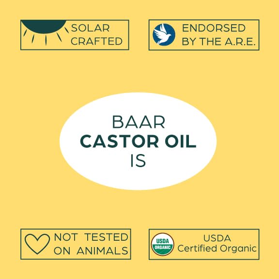 Baar Palma Christos Organic Castor Oil, Cold-Pressed, Hexane-Free, USDA Certified, for Skin, Hair, Massage & Castor Oil Packs, Glass Amber Bottle, 8 oz. (Pack of 2)