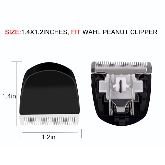 Professional Peanut Clipper/Trimmer Snap On Replacement Blades #2068-300 - Compatible with Wahl Peanut Hair Clipper/Trimmer, 2 Pack Black