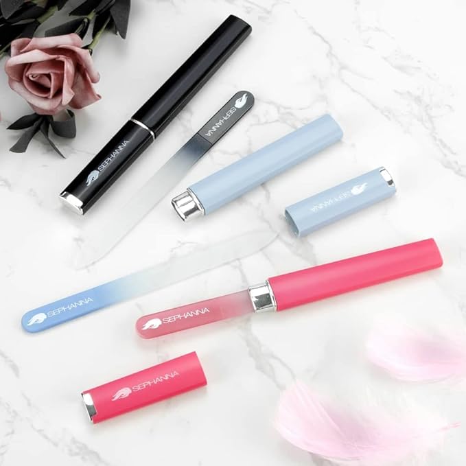1 Pack Glass Nail File for Unisex Ultra Quality, Portable Crystal Nail File with Case for Mani & Pedicure- Smooth Finish for Natural & Acrylic Nails
