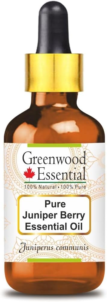 Greenwood Essential Pure Juniper Berry Essential Oil (Juniperus communis) with Glass Dropper Steam Distilled 15ml (0.50 oz)