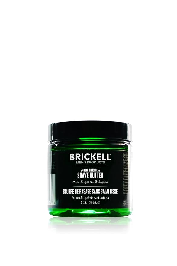 Brickell Men's Smooth Brushless Shave Butter for Men, Natural and Organic Smooth Shaving Butter to Fight Nicks, Cuts and Razor Burn, 2 Ounce, Unscented
