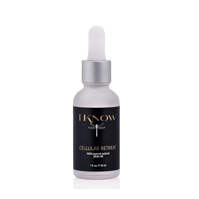 IKNOW CELLULAR RETREAT 100% Pure and Natural Plum Oil Skincare, Pro-Aging Plum Oil Treatment, Facial Serum for Skin Rejuvenation and Renewal, (1oz)