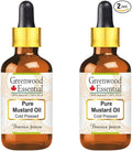 Greenwood Essential Pure Mustard Oil (Brassica juncea) with Two Glass Droppers Cold Pressed (Pack of Two) 30ml X 2 (2 oz)