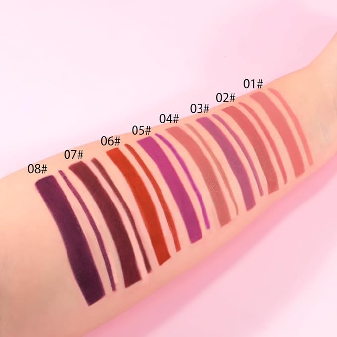 Gel Lip Liner Pencil for Women, Mauve Matte Long Lasting Lip Liner Lipstick 24 Hour, High Pigmented Lips Makeup Retractable Liners Waterproof Smudge Proof, Vegan & Cruelty-Free 08