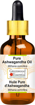 Greenwood Essential Pure Ashwagandha Oil (Withania somnifera) with Glass Dropper Premium Therapeutic Grade for Hair, Skin & Aromatherapy 5ml (0.16 oz)