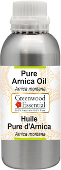Greenwood Essential Arnica Oil (Arnica montana) | Infused | Pure | Non-Sticky | Lightweight | For Massage Preparations | Natural | Ayurvedic | For Men & Women | All Skin Types | 630ml (21 oz)
