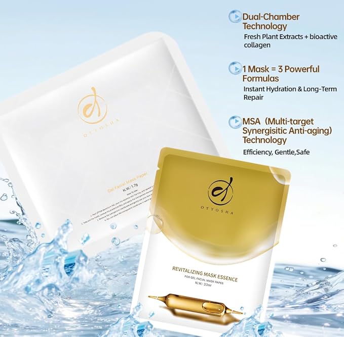 Bioactive Collagen Face Mask,Separated Serum Gel 33ml And Powder Membrane, Real Deap Skin Care Beauty SPA,Hydrating,Repairing,Revitalizing, Anti-Aging (5 pair)