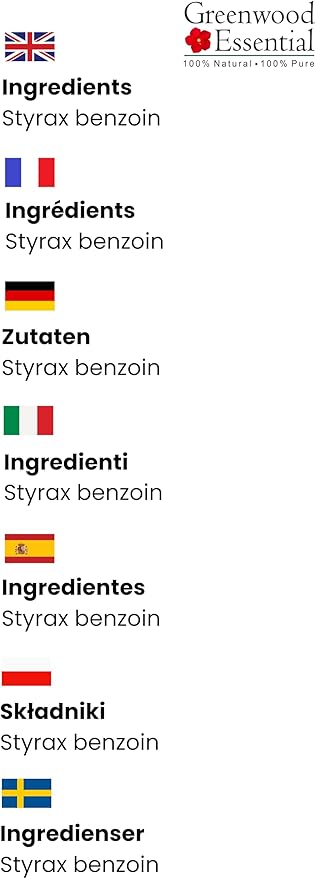 Greenwood Essential Benzoin Essential Oil (Styrax Benzoin) Pure | Viscous Texture | Rich Aroma | Unisex | All Skin Types |Natural Extract Steam Distilled 100ml (3.38 oz)