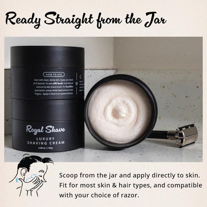 Luxury Shaving Cream for Men by Royal Shave, Rich, Soothing, Moisturizing, Hydrating & Nourishing Cream for Smooth, Close Shave (Made in UK) Bergamot