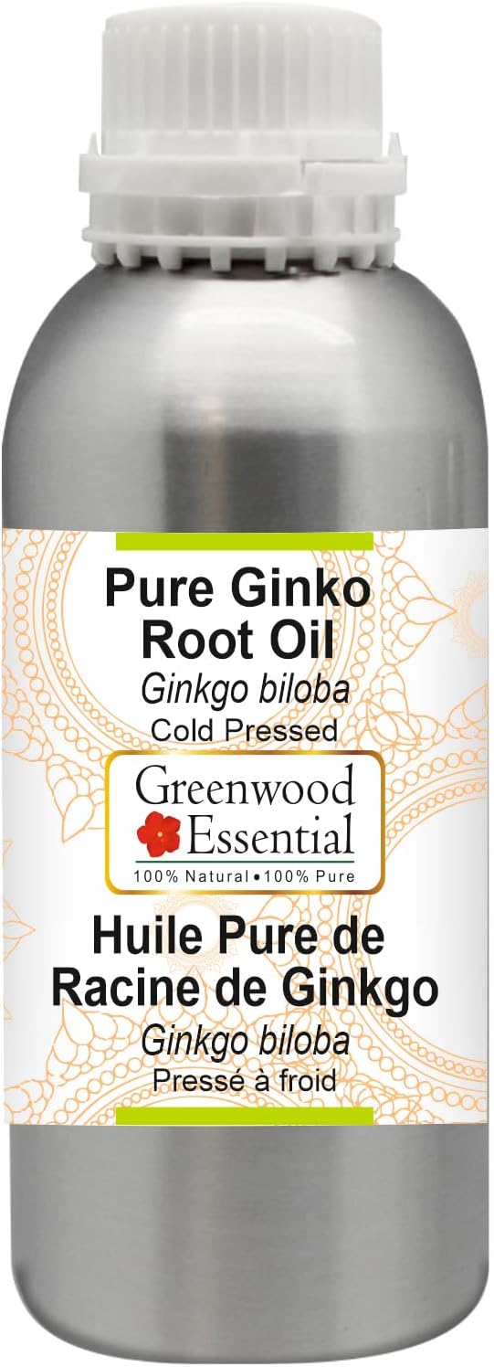 Greenwood Essential Pure Ginko Root Oil (Ginkgo biloba) Natural Therapeutic Grade Cold Pressed 300ml (10 oz)