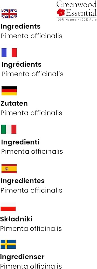 Greenwood Essential Pure Pimento Essential Oil (Pimenta officinalis) Steam Distilled (Pack of Two) 100ml X 2 (6.76 oz)