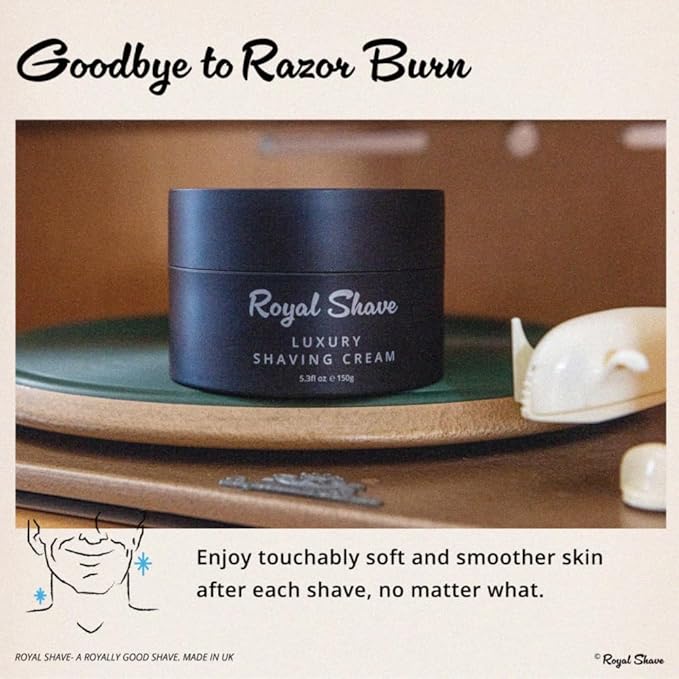 Luxury Shaving Cream for Men by Royal Shave, Rich, Soothing, Moisturizing, Hydrating & Nourishing Cream for Smooth, Close Shave (Made in UK) Bergamot