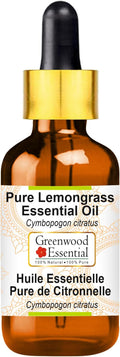 Greenwood Essential Pure Lemongrass Essential Oil (Cymbopogon citratus) with Glass Dropper Steam Distilled 5ml (0.16 oz)