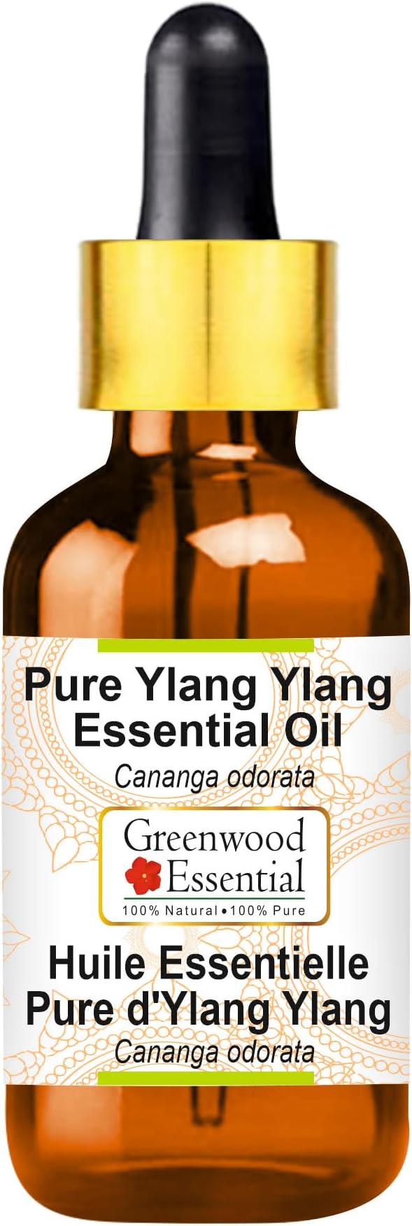 Greenwood Essential Pure Ylang Ylang Essential Oil (Cananga odorata) with Glass Dropper Steam Distilled 10ml (0.33 oz)