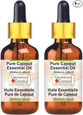 Greenwood Essential Pure Cajeput Essential Oil (Melaleuca cajeputi) with Glass Dropper Steam Distilled (Pack of Two) 100ml X 2 (6.76 oz)