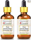 Greenwood Essential Pure Fennel Seed Essential Oil (Foeniculum vulgare) with Glass Dropper Steam Distilled (Pack of Two) 100ml X 2 (6.76 oz)