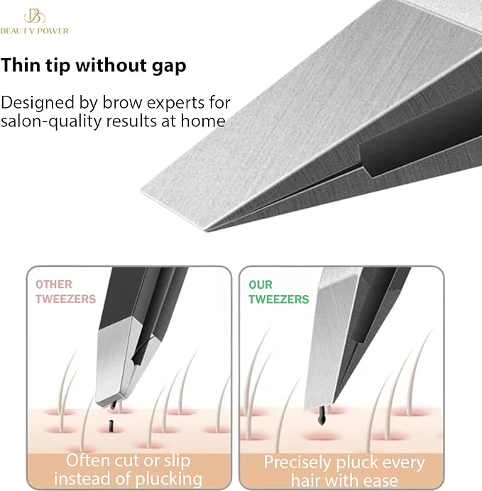 Ultra-Precision Professional Slant Tweezers for Women Facial Hair - German Stainless Steel, Lightweight Black Tweezers for Women & Men, Ideal for Eyebrow & Facial Grooming (Matte Gold)