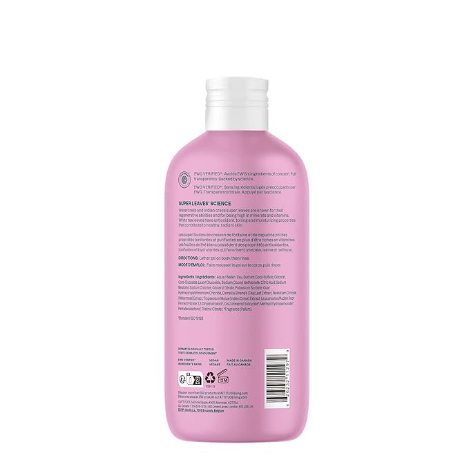 ATTITUDE Body Wash, EWG Verified Shower Gel, Dermatologically Tested, Plant and Mineral-Based, Vegan Personal Care Products, Coconut & Wild Berries Scent, 16 Fl Oz (Pack of 3)