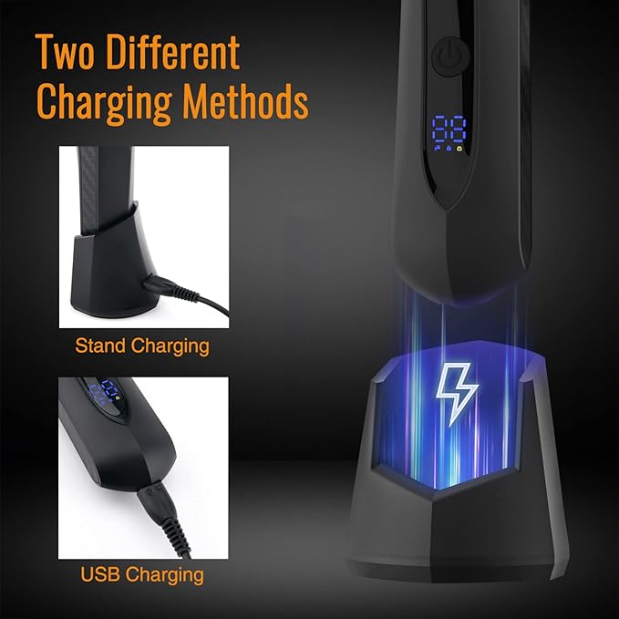PRITECH Body Hair Trimmer for Men - Rechargeable Trimmer for Mens with Ceramic Blade, Wet & Dry Mens Ball Trimmer with Standing Recharge Dock, Cordless Groin Hair Trimmer for Men