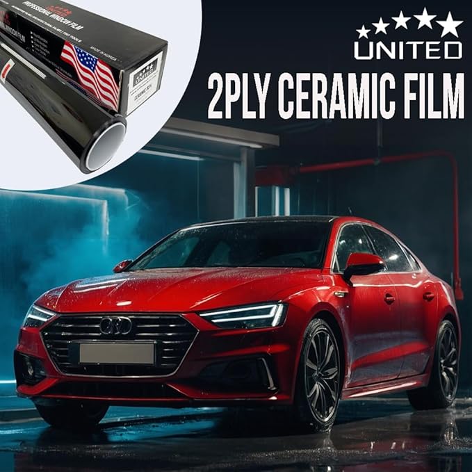 United Ceramic Pro Window Tint Car 36In x100Ft 2Ply Nano Ceramic IR-95 with 5% VLT - Outstanding Clarity & Views Window Tint for Car Home Blocks UV/IR Rays, Adhesive Film W/Lifetime Color Stability