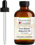 Greenwood Essential Pure Babchi (Bakuchi) Oil (Psoralea corylifolia) with Glass Dropper Cold Pressed 120ml (4 oz)