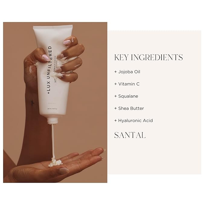 '+ Lux Unfiltered N°14 Conditioning Body Cream for Women - Moisturizing Body Lotion with Jojoba, Squalane, & Shea Butter - Hydrating, Skincare Grade Ingredients - Vegan & Cruelty Free - Santal