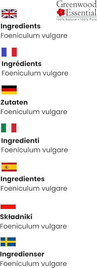 Greenwood Essential Fennel Seed Essential Oil (Foeniculum vulgare) Pure | Non-Sticky | Non-Greasy | Lightweight | Men & Women | All Skin Types | Steam Distilled 50ml (1.69 oz)