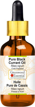 Greenwood Essential Pure Black Currant Oil (Ribes nigrum) with Glass Dropper Cold Pressed 10ml (0.33 oz)