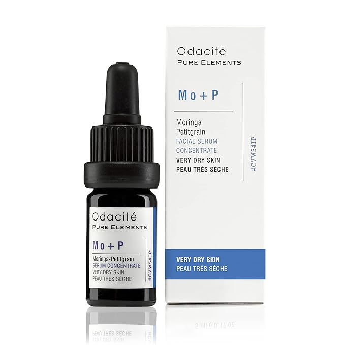 Odacité Hydrating Serum Concentrate with Moringa + Petitgrain - Serum for Very Dry Skin - Face Oil Concentrate for Moisturizing & Hydrating Dry Skin or Chapped & Cracked Skin - 0.17 fl. Oz