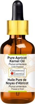 Greenwood Essential Pure Apricot Kernel Oil (Prunus armeniaca) with Glass Dropper Cold Pressed 10ml (0.33 oz)