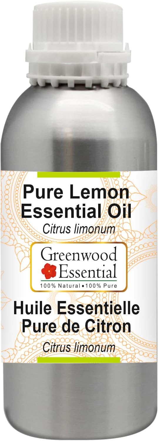 Greenwood Essential Pure Lemon Essential Oil (Citrus limonum) Steam Distilled 630ml (21.3 oz)