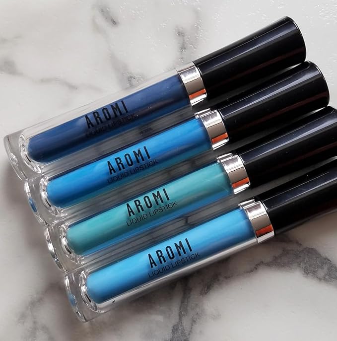 Aromi Dark Blue Matte Liquid Lipstick | Navy Lip Color, Vegan & Cruelty-free, Long-Lasting, Waterproof, Smudge Proof, Handmade (Blueberry Pie)