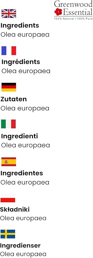 Greenwood Essential Pure Olive Oil (Olea europaea) Cold Pressed 50ml (1.69 oz)