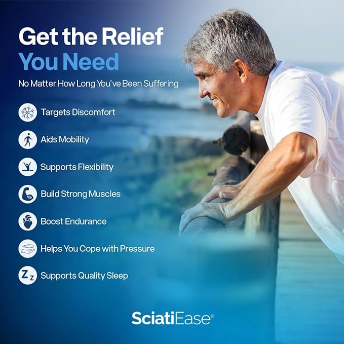SciatiEase Sciatic Nerve Health Support Supplement - Nerve Support Formula with AlphaPalm, Pea, Vitamin B Complex, Alpha Lipoic Acid 300mg - 6 Bottles