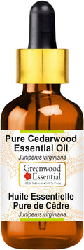 Greenwood Essential Pure Cedarwood Essential Oil (Juniperus virginiana) with Glass Dropper Steam Distilled 15ml (0.50 oz)