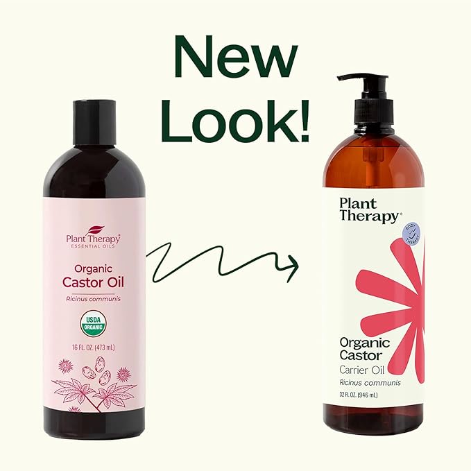 Plant Therapy Castor Oil USDA Organic Cold Pressed 100% Pure Hexane Free 16 oz Conditioning & Healing, For Dry Skin, Hair Growth, Eyelashes