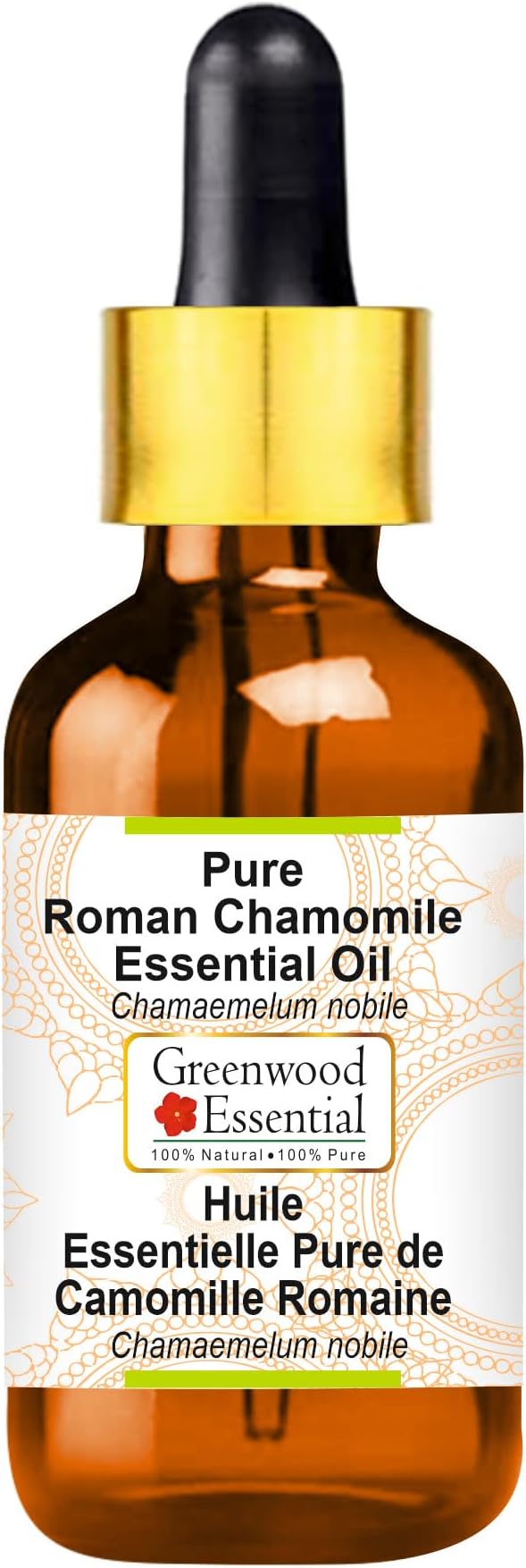 Greenwood Essential Pure Roman Chamomile Essential Oil (Chamaemelum nobile) with Glass Dropper Steam Distilled 50ml (1.69 oz)
