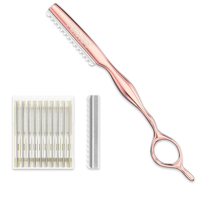 Hair Razors for Cutting Hair, Professional Hair Styling Texturizing Razor, Stainless Steel Hair Thinning Razor Kit with 10 Replacement Blades, Premium Hair Cutting Tool for Salon and Home