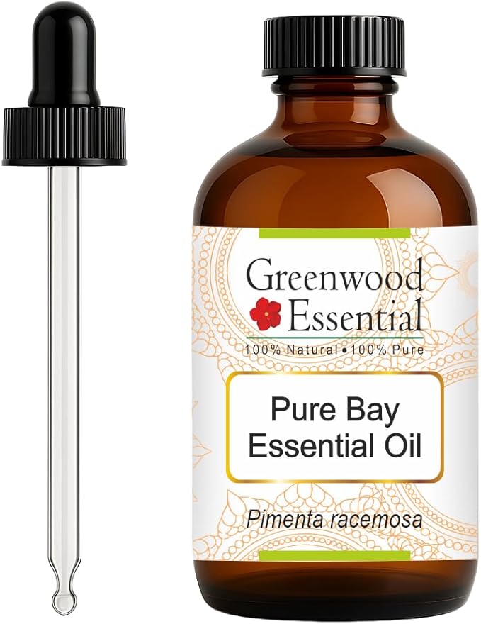 Greenwood Essential Pure Bay Essential Oil (Pimenta racemosa) with Glass Dropper Steam Distilled 120ml (4 oz)