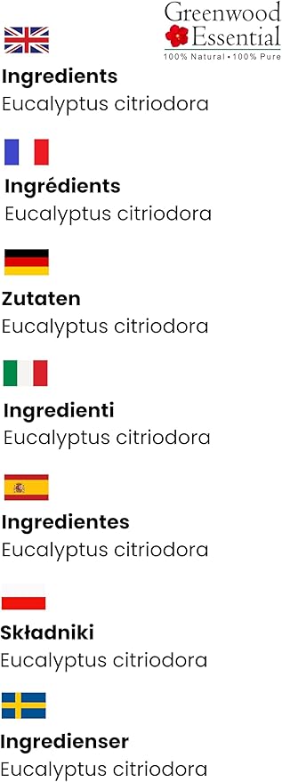 Greenwood Essential Pure Citriodora Essential Oil (Eucalyptus citriodora) Steam Distilled 630ml (21.3 oz)