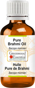 Greenwood Essential Pure Brahmi oil (Bacopa monnieri) Natural Therapeutic Grade 100ml (3.38 oz)