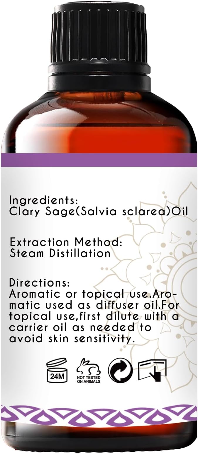 Clary Sage Oil Essential Oil 1 Oz, 100 Pure Natural Sage Essential Oil for Diffuser Skin Hair