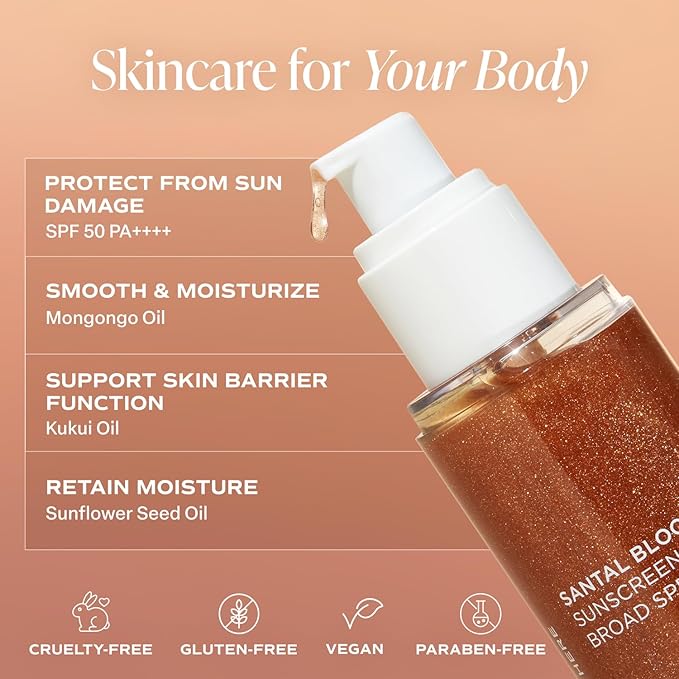 Saltair SPF Body Oil - Broad Spectrum SPF 50 PA++++ Sunscreen. Lightweight Dry Oil with Sun Protection and Moisturizing Kukui & Mongongo Extracts. Santal Bloom Scent, 4floz Vacation Essential