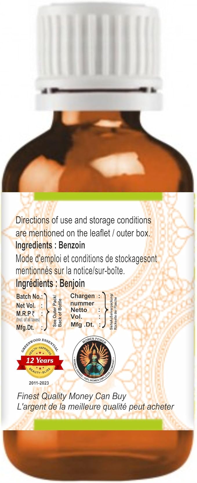 Greenwood Essential Benzoin Essential Oil (Styrax Benzoin) Pure | Viscous Texture | Rich Aroma | Unisex | All Skin Types |Natural Extract Steam Distilled 100ml (3.38 oz)