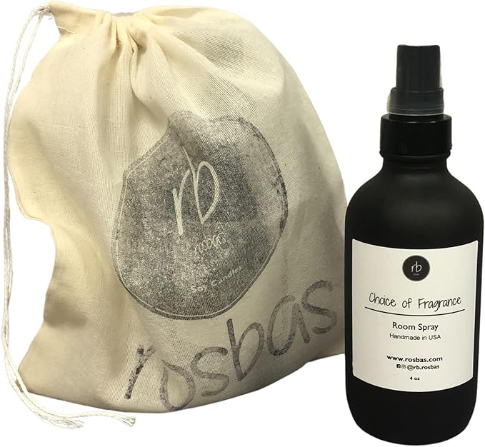 Rosbas Room Spray, Black Sea Scented, Matte Black Glass Bottle, 4 oz, Drawstring Cotton Bag, Long Lasting Scented Air Freshener, Non-Aerosol, Handmade in the USA