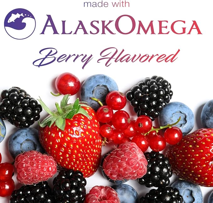 (2 Pack) Smarter Omega 3 Fish Oil, Berry Flavor, Burpless, Tasteless, 2000mg, Potent Triple Strength DHA EPA Brain OMEGA3, Made with AlaskOmega®
