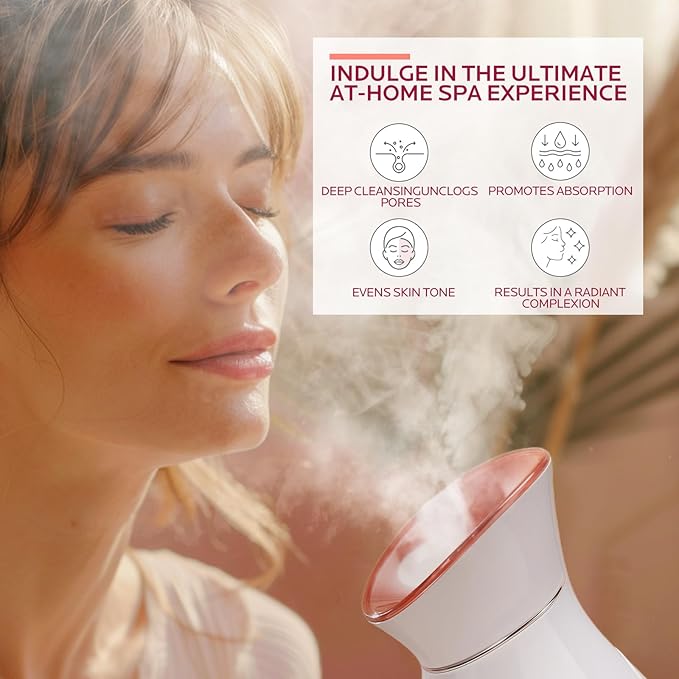 Colorfarm Facial Steamer Skin Care Set: Face Steamer Home Spa Kit Deep Cleaning Unclogs Pores with 5 Skin Care Tools - Spa Relaxing Self Care Gifts for Women (Youth-Boosting & Radiance Spa Kit)