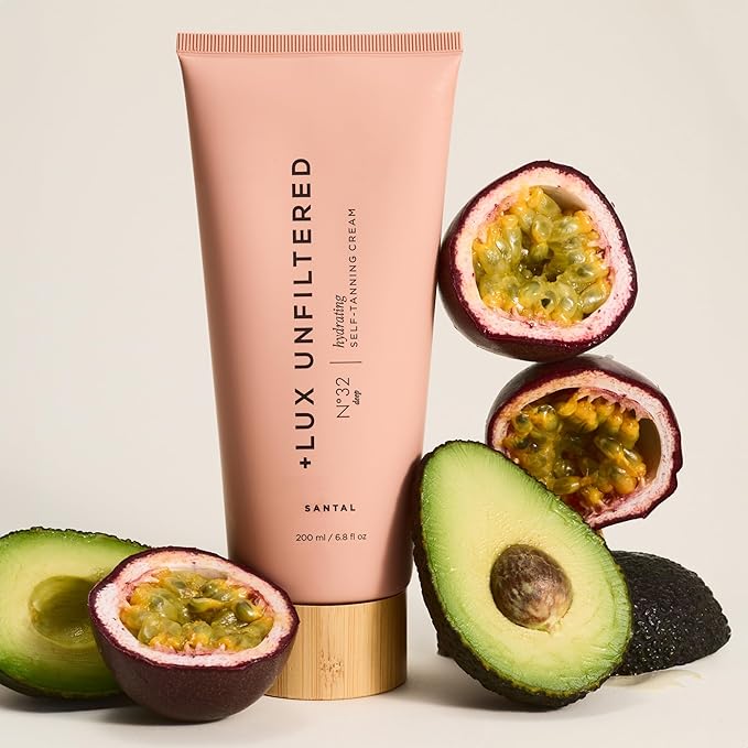 '+ Lux Unfiltered N°32 Deep Gradual Self Tanner, Hydrating Self Tanning Lotion with Shea Butter & Squalane - Non-Sticky, No Transfer, Natural-Looking Tan - Vegan & Cruelty-Free Sunless Tanner - Santal