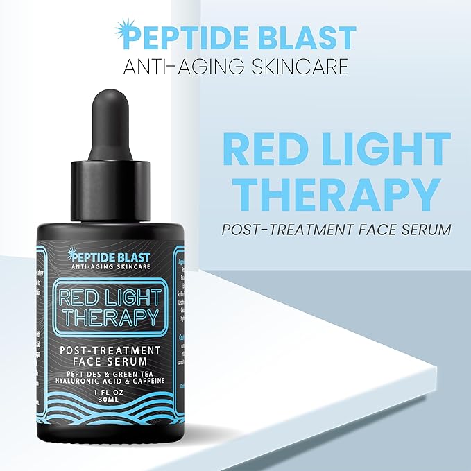 Red Light Therapy Post-Treatment Serum by Peptide Blast – Amplifies & Extends Results with Marine Extract, Sodium Polyglutamate & Hyaluronic Acid – 1 fl oz