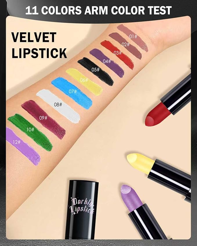 Purple Pink Lipstick,Long Lasting Lipsticks, Hydrating Matte Velvet Lip Stick,Intense Lip Color Non Stick Waterproof&Smudge Proof Lipsticks,Facial Beauty Lavender Lipstick Makeup for Halloween Party12